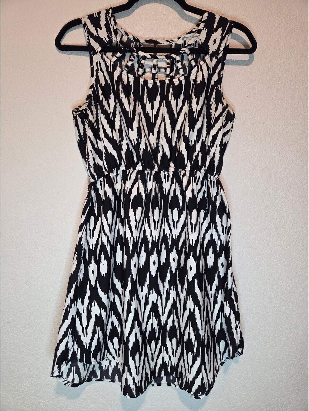 Bloom Black and White Sleeveless Dress with Cutout Detail, Size Small